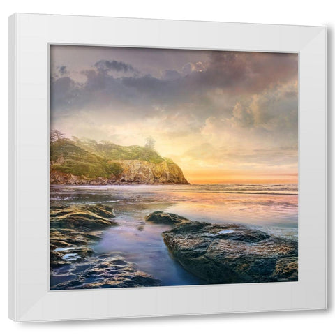 Rocky Shore White Modern Wood Framed Art Print by Calascibetta, Mike
