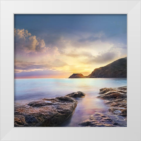 Cove Twilight White Modern Wood Framed Art Print by Calascibetta, Mike