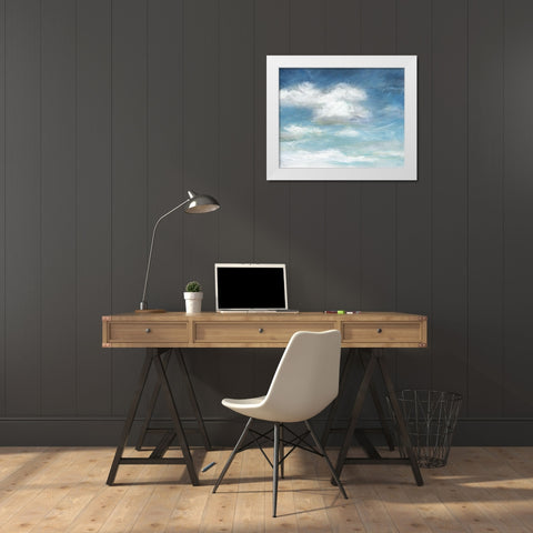 Cloud Drama White Modern Wood Framed Art Print by Nan