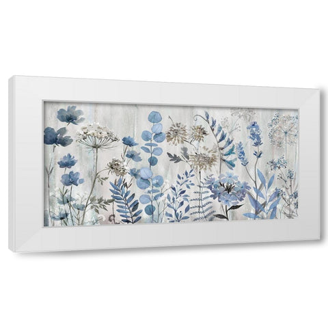 Blue Meadow White Modern Wood Framed Art Print by Knutsen, Conrad