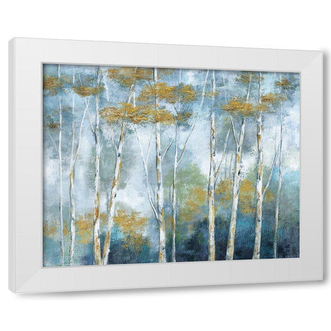 Indigo Forest White Modern Wood Framed Art Print by Nan