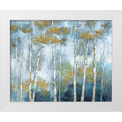 Indigo Forest White Modern Wood Framed Art Print by Nan