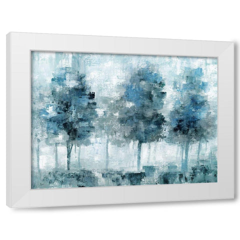 Shady Blue Forest White Modern Wood Framed Art Print by Nan