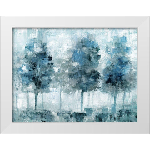 Shady Blue Forest White Modern Wood Framed Art Print by Nan