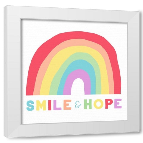 Smile and Hope White Modern Wood Framed Art Print by Santiago, Daniela