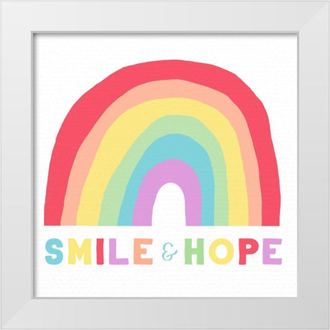 Smile and Hope White Modern Wood Framed Art Print by Santiago, Daniela