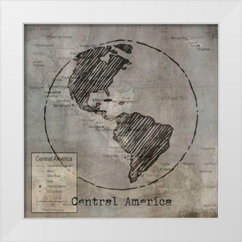 Central America White Modern Wood Framed Art Print by Jill, Susan