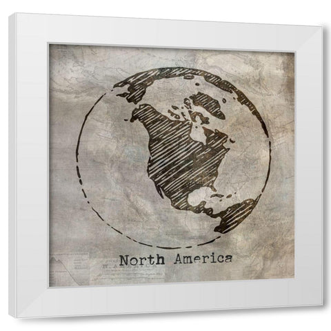 North America White Modern Wood Framed Art Print by Jill, Susan
