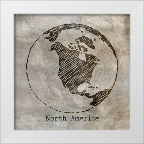 North America White Modern Wood Framed Art Print by Jill, Susan