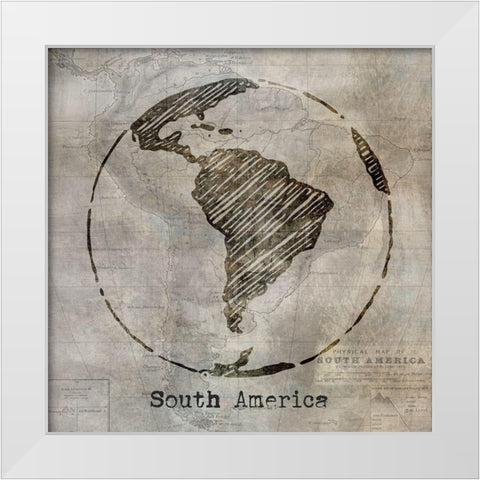 South America White Modern Wood Framed Art Print by Jill, Susan