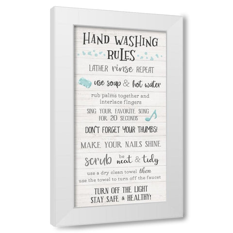 Hand Washing Rules White Modern Wood Framed Art Print by Carpentieri, Natalie