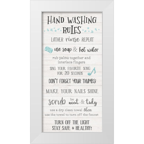 Hand Washing Rules White Modern Wood Framed Art Print by Carpentieri, Natalie
