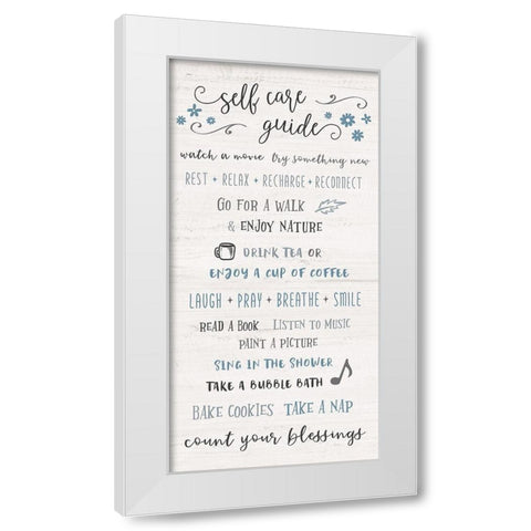 Self Care Guide White Modern Wood Framed Art Print by Carpentieri, Natalie