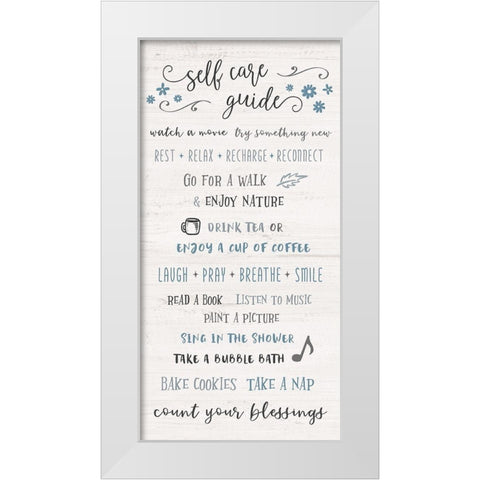 Self Care Guide White Modern Wood Framed Art Print by Carpentieri, Natalie