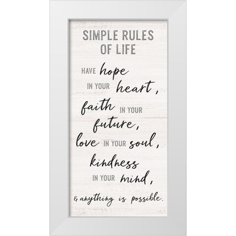 Simple Rules of Life White Modern Wood Framed Art Print by Carpentieri, Natalie
