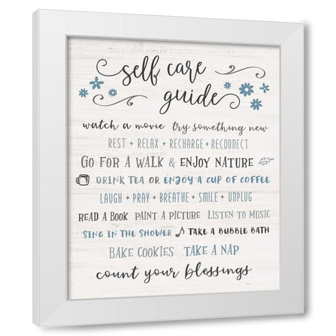 Guide to Self Care White Modern Wood Framed Art Print by Carpentieri, Natalie