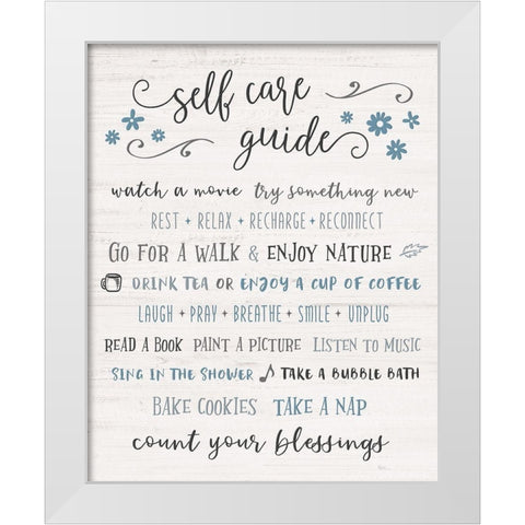 Guide to Self Care White Modern Wood Framed Art Print by Carpentieri, Natalie