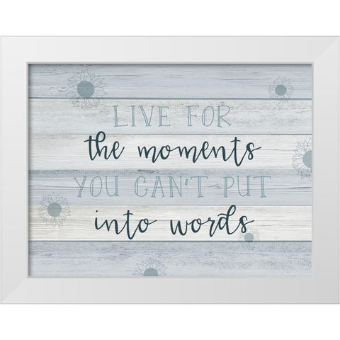 Moments into Words White Modern Wood Framed Art Print by CAD Designs