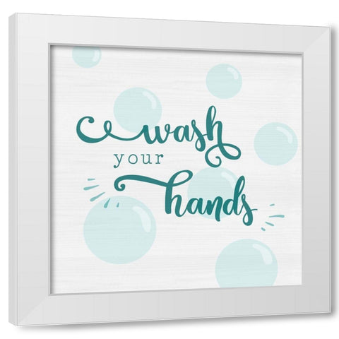Wash Your Hands White Modern Wood Framed Art Print by CAD Designs