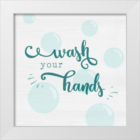 Wash Your Hands White Modern Wood Framed Art Print by CAD Designs