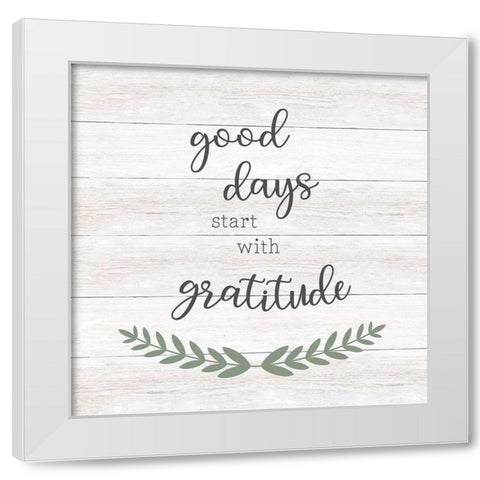 Good Days White Modern Wood Framed Art Print by CAD Designs