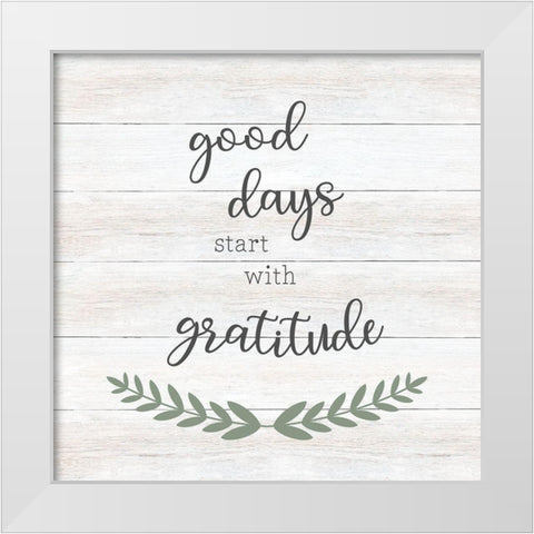 Good Days White Modern Wood Framed Art Print by CAD Designs