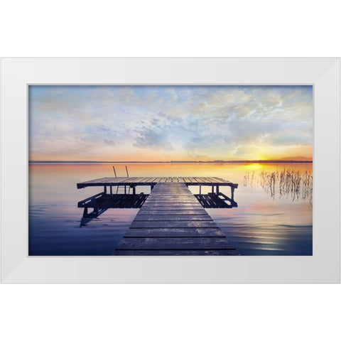 Evening Calm White Modern Wood Framed Art Print by Calascibetta, Mike
