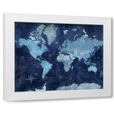 World Map White Modern Wood Framed Art Print by CAD Designs