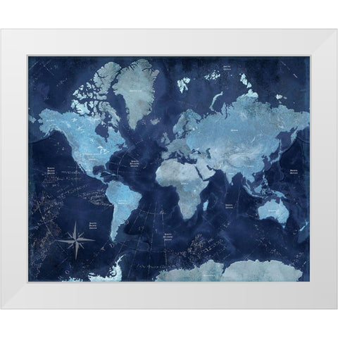 World Map White Modern Wood Framed Art Print by CAD Designs
