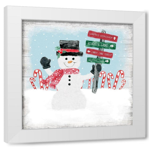 North Pole Snowman White Modern Wood Framed Art Print by Carpentieri, Natalie