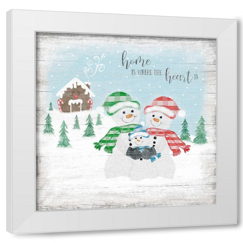 Snowman Family White Modern Wood Framed Art Print by Carpentieri, Natalie