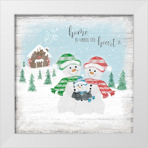Snowman Family White Modern Wood Framed Art Print by Carpentieri, Natalie
