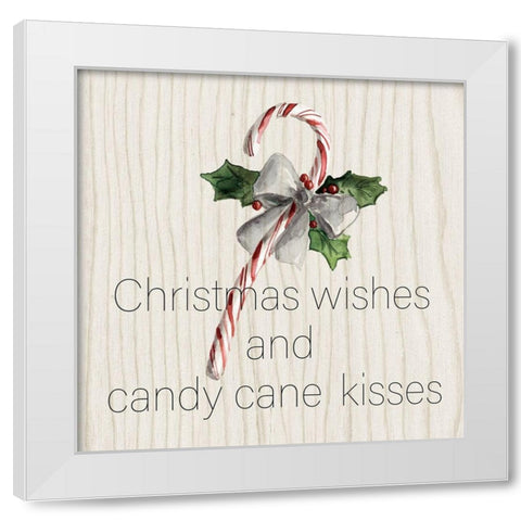 Candy Cane Kisses White Modern Wood Framed Art Print by Robinson, Carol