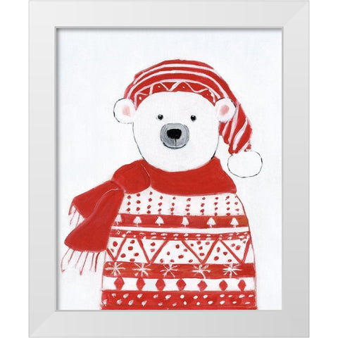 Holiday Polar Bear I White Modern Wood Framed Art Print by Swatland, Sally