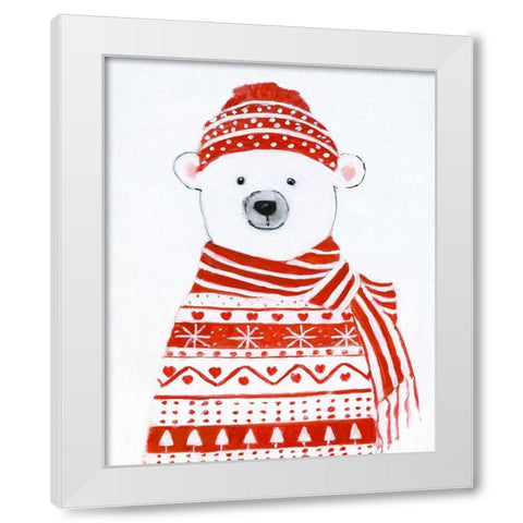 Holiday Polar Bear II White Modern Wood Framed Art Print by Swatland, Sally