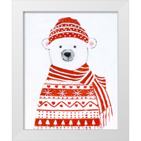 Holiday Polar Bear II White Modern Wood Framed Art Print by Swatland, Sally