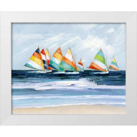 Summer Regatta White Modern Wood Framed Art Print by Swatland, Sally