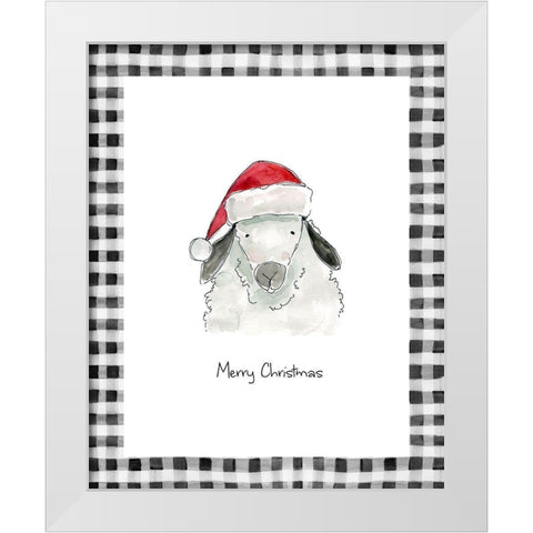 Merry Christmas Sheep White Modern Wood Framed Art Print by Robinson, Carol