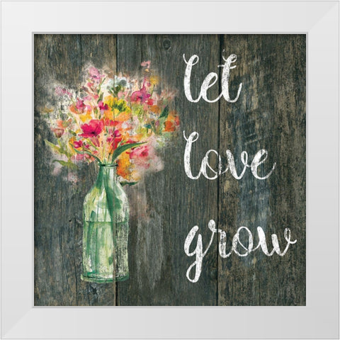 Let Love Grow White Modern Wood Framed Art Print by Robinson, Carol