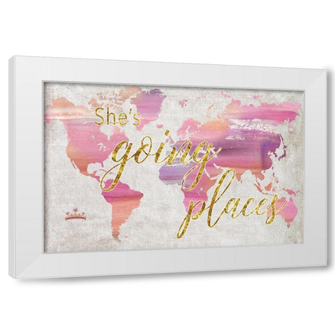 Shes Going Places White Modern Wood Framed Art Print by Nan