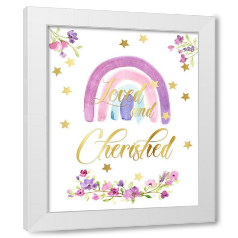 Love and Cherished White Modern Wood Framed Art Print by Nan