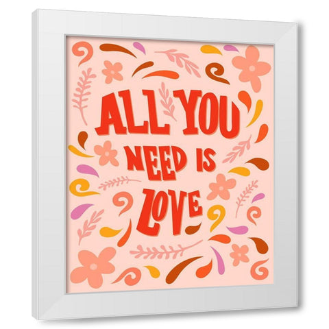 Retro Love White Modern Wood Framed Art Print by Carpentieri, Natalie