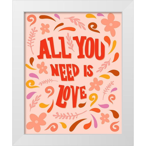 Retro Love White Modern Wood Framed Art Print by Carpentieri, Natalie