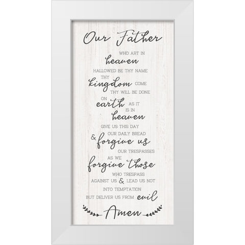 Our Father White Modern Wood Framed Art Print by CAD Designs