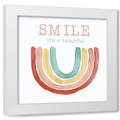 Rainbow Smile White Modern Wood Framed Art Print by Donovan, Kelly