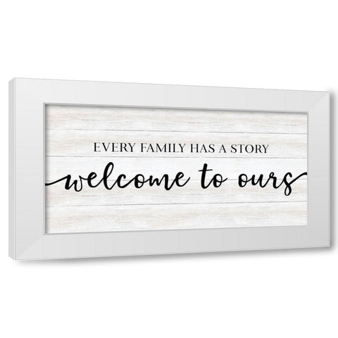 Family Story White Modern Wood Framed Art Print by CAD Designs