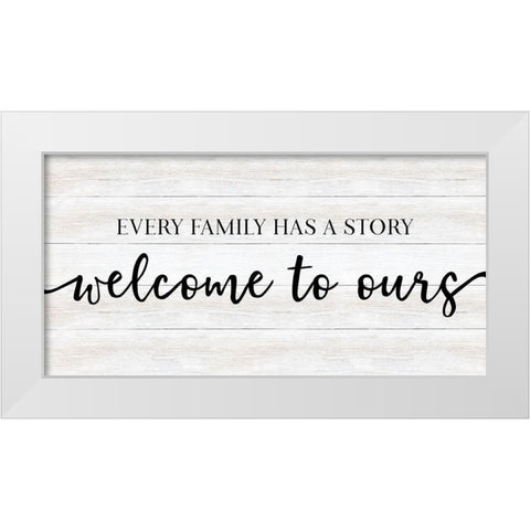Family Story White Modern Wood Framed Art Print by CAD Designs
