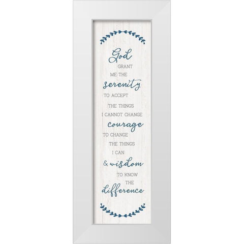 Serenity Prayer White Modern Wood Framed Art Print by CAD Designs