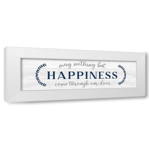 Nothing but Happiness White Modern Wood Framed Art Print by CAD Designs