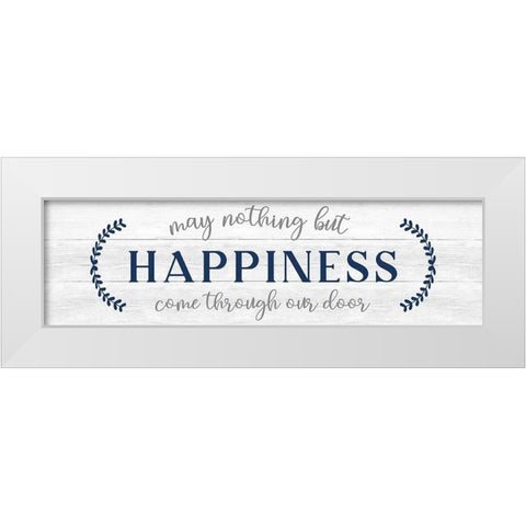 Nothing but Happiness White Modern Wood Framed Art Print by CAD Designs